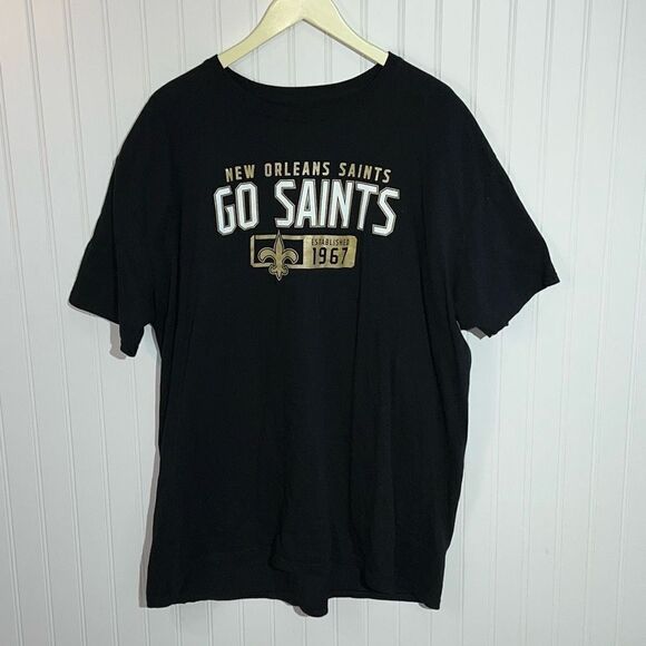 New Orleans Saints Go Saints Black T-Shirt Adult 2Xlarge Black NFL Team Apparel - Picture 1 of 9